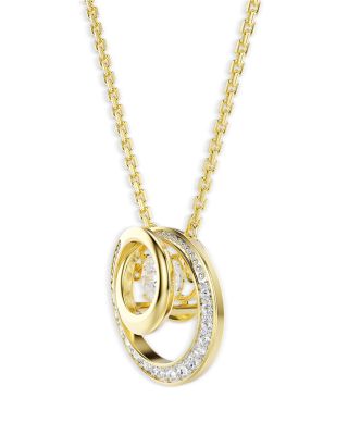 Hyperbola Crystal Circular Pendant Necklace, 14.87-17.75"