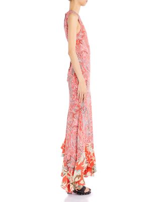 Ruffled Hem Long Sleeveless Dress