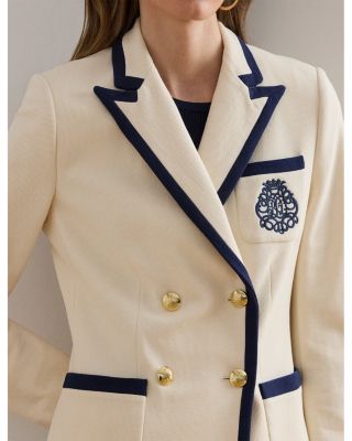 Two Tone Double Breasted Piqu&eacute; Blazer