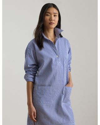 Striped Cotton Broadcloth Shirtdress