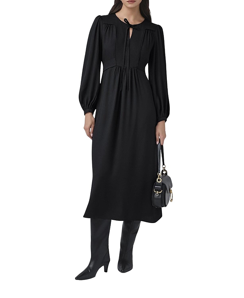 Ghost London Layla Crepe Tie Neck Midi Dress