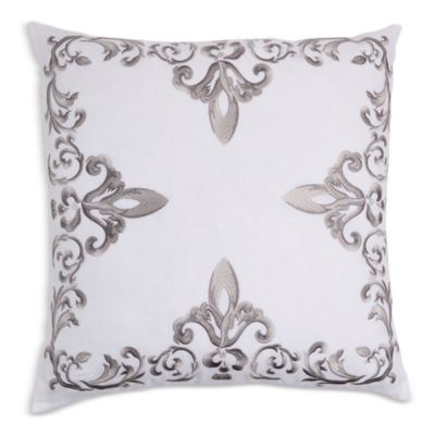 Umbria Embroidered Linen Decorative Pillow, 20" x 20"