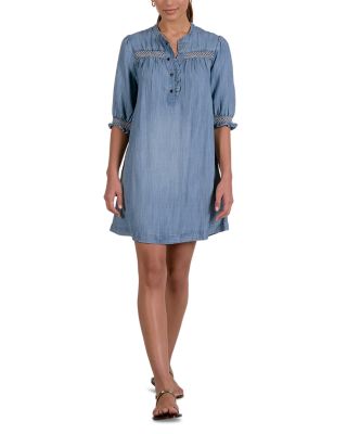 Elbow Sleeve Denim Dress
