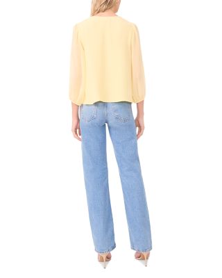 Double Ruffle V Neck Blouse