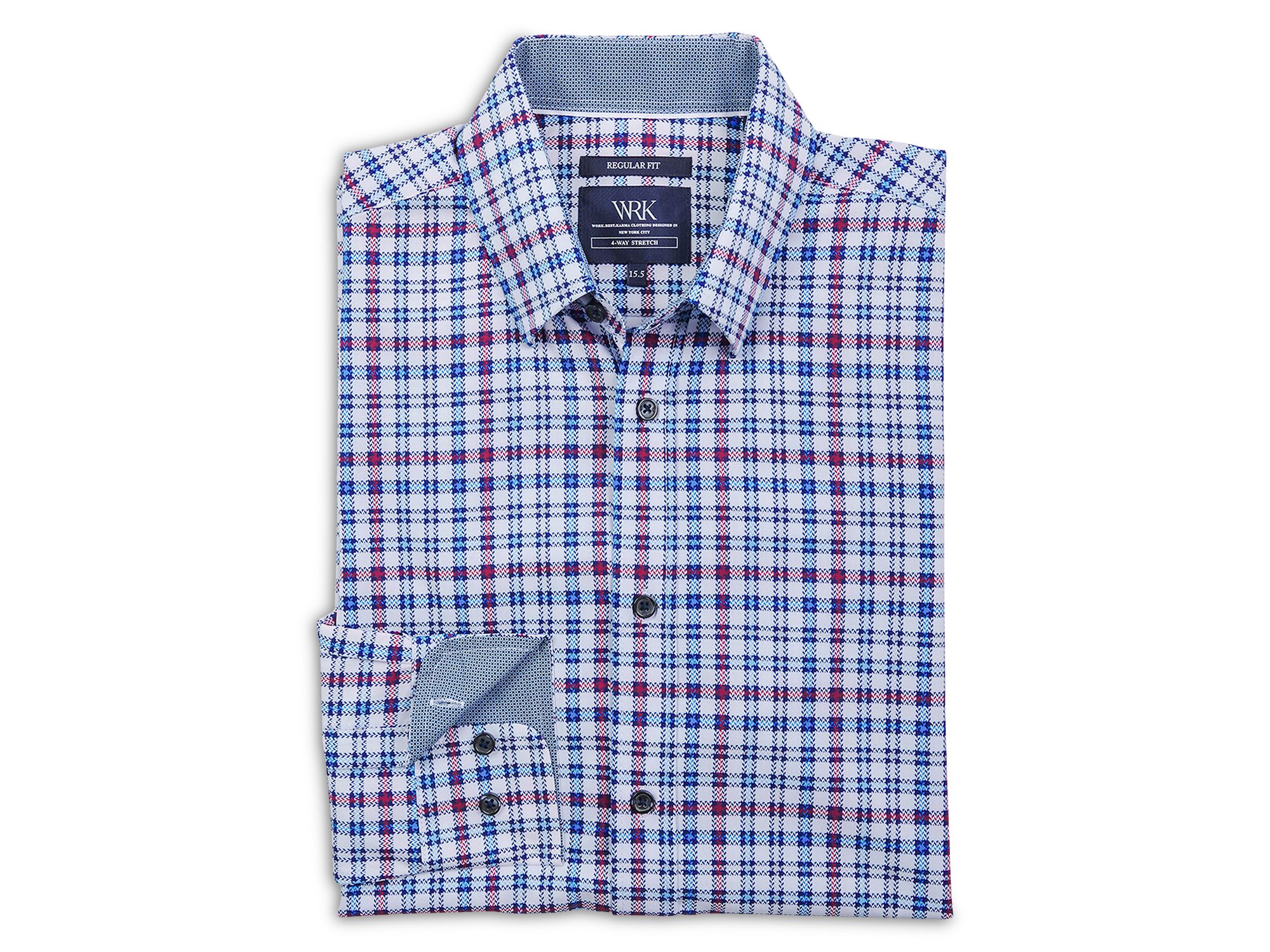 Regular Fit Large Check Performance Dress Shirt — Image 5