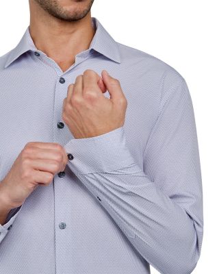 Slim Fit Broken Stripe Performance Dress Shirt