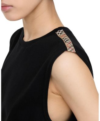 Check Trim Cotton Jersey Dress