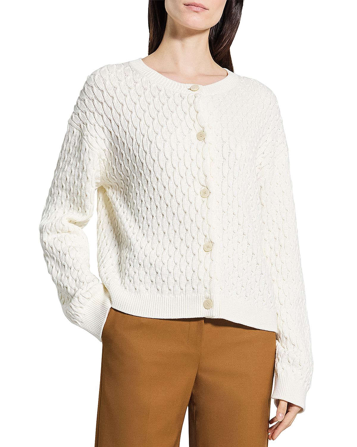 Theory Textured Crewneck Cardigan