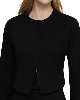 Zip Front Collarless Short Jacket