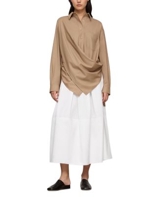 Long Sleeve Convertible Oversized Blouse