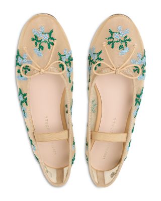 Women's Floral Embroidery Mesh Ballet Flats