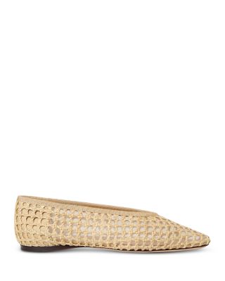 Women's Tan Woven Raffia Ballet Flats