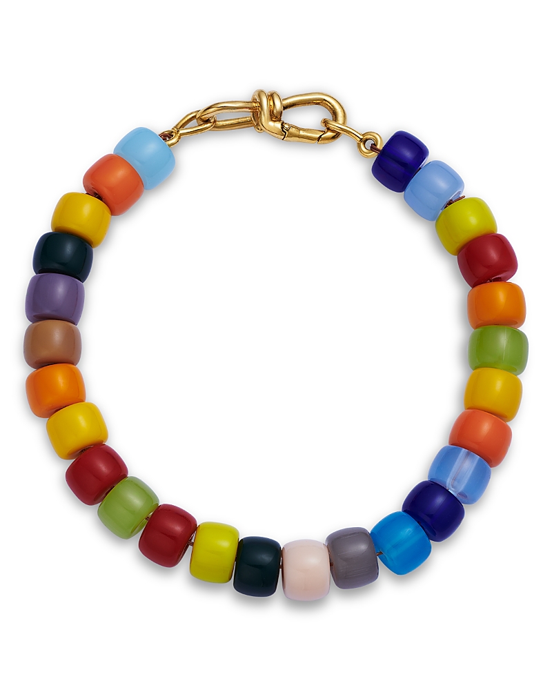 Luis Morais 14K Yellow Gold Multicolor Glass Bead Bracelet
