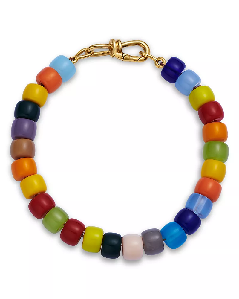 Luis Morais 14K Yellow Gold Multicolor Glass Bead Bracelet