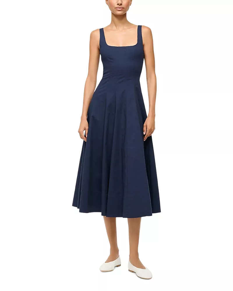Staud Wells Dress in Navy