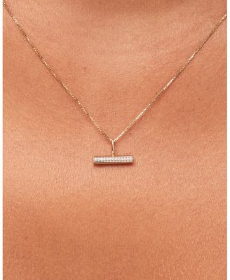 Solid Yellow Gold Lab-Grown Diamond Toggle Charm Necklace