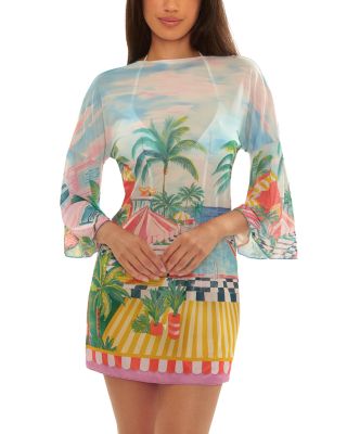 Miami Beach Tie Front Mesh Tunic