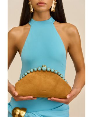 Una Suede & Stone Clutch 