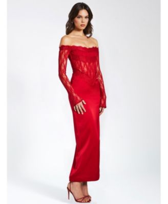  Nessa Lace Satin Corset Maxi Dress