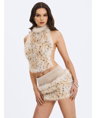  Sariah Suede Cheetah Low-Waisted Micro Skirt