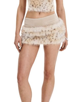  Sariah Suede Cheetah Low-Waisted Micro Skirt