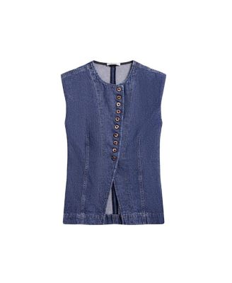 Button-Front Denim Vest