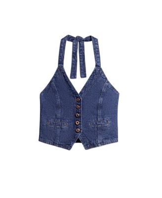Halter Neck Denim Vest
