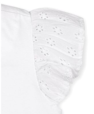 Girls' Organic Knit Top with Eyelet Flutter Sleeves - Little Kid, Big Kid