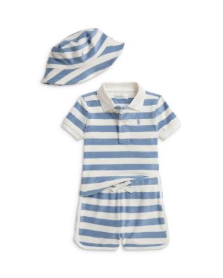 Boys' Striped Terry Polo Shirt, Short & Hat Set - Baby