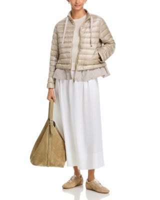 Quilted Ruffle Hem Coat