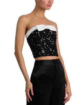 Katya Sequinned Cropped Top