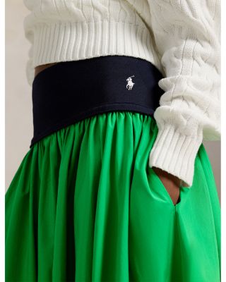 Shirred Cotton A-Line Skirt