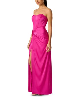 Stretch Satin Long Dress
