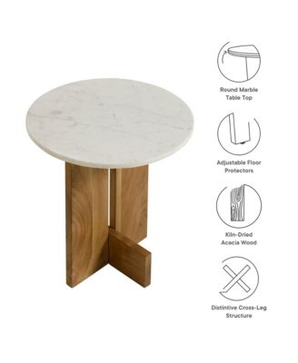 Tarin Acacia Wood and Marble Side Table