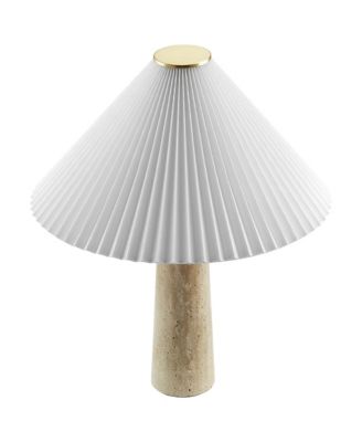 Cove Travertine Table Lamp With Pleated Shade
