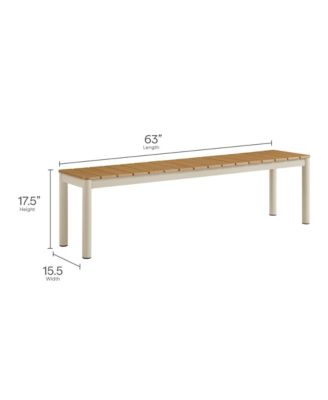 Finn Outdoor Patio Aluminum Bench with Faux Wood Top, Set of 2