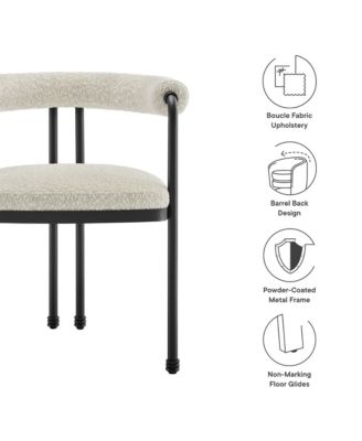 Turin Curved Back Boucle and Metal Dining Accent Chair