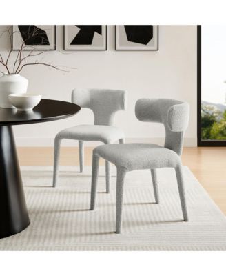 Stellan Curved Back Boucle Upholstered Dining Chair, Set of 2