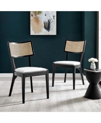 Caledonia Fabric Upholstered Wood Dining Chair, Set of 2