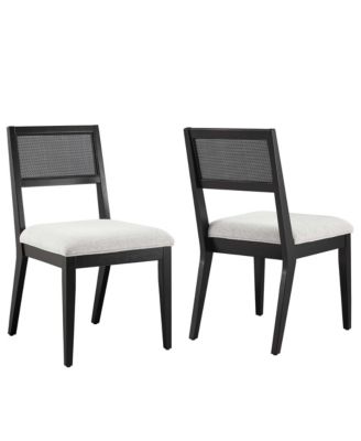 Nimba Faux Rattan Fabric Dining Chairs, Set of 2
