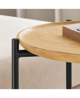 Xilo Round Wood and Metal Side Table