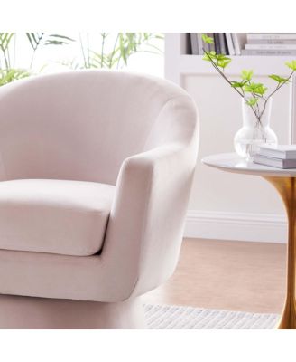 Astral Performance Velvet Fabric and Wood Swivel Chair