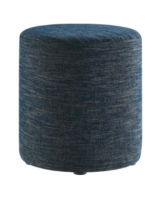 Callum 16" Round Woven Heathered Fabric Upholstered Ottoman