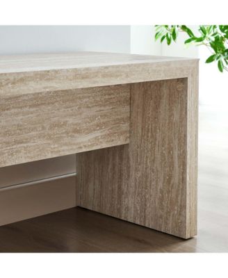 Mirella 62" Faux Travertine Long Bench