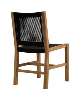 Vienna Outdoor Patio Teak and Rope Armless Dining Chairs, Set of 2