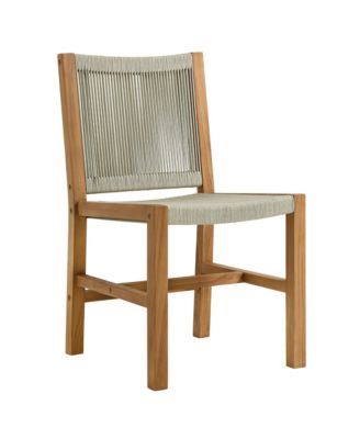 Vienna Outdoor Patio Teak and Rope Armless Dining Chairs, Set of 2