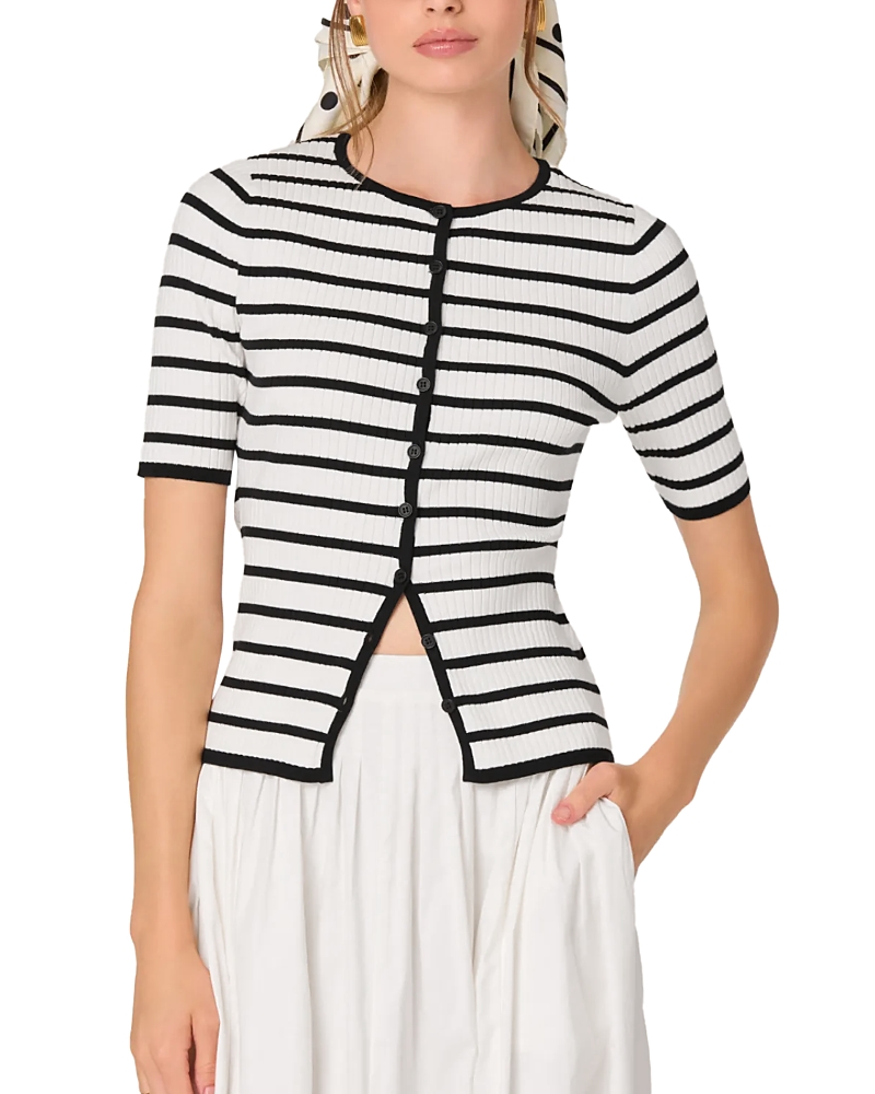 Astr the Label Henrie Crewneck Cardigan Sweater
