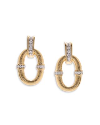 Platinum & 18K Yellow Gold 57th Street Diamond Oval Link Drop Earrings