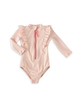 Girls' Long Sleeve Ruffle One Piece Rash Guard - Baby, Little Kid