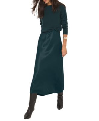  Women's Layered Satin Midi Dress